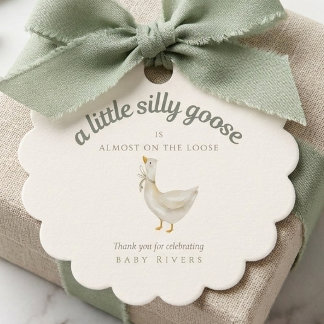 Dwaas Gansje Salie Groene Strik Baby Shower Bedankjes Labels