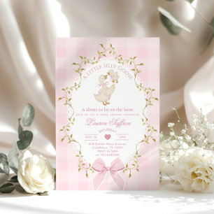Dwaas Gansje Whimsical Roze Strik Baby Shower Kaart