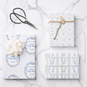 Dwaas Gansje Whimsische Strik Baby Jongens Shower Inpakpapier Vel