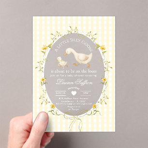 Dwaas Ganz Geel Gingham Baby Shower Acryl Uitnodigingen