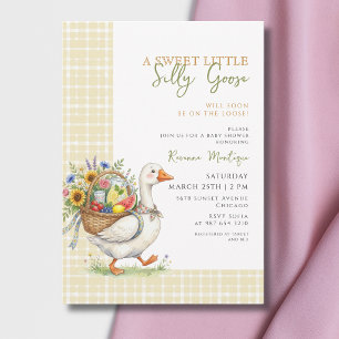 Dwaas Ganz Geel Gingham Bloem Baby Shower Kaart