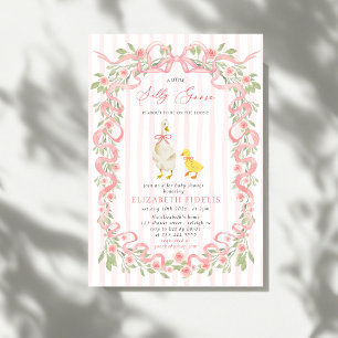 Dwaas Ganz Roze Strik Bloemen QR Code Baby Borrel Kaart