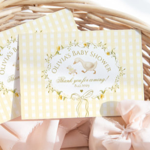 Dwaas Ganz Wilde Bloem Gingham Babyfeest Bedankkaart