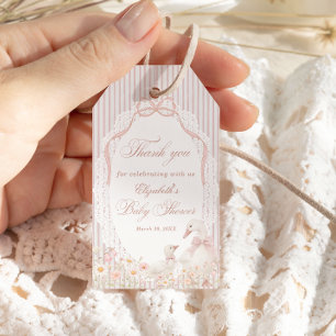 Dwaas Ganzen Bloemenmeisje Baby Shower Bedankt Cadeaulabel