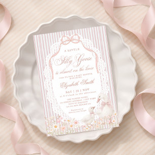 Dwaas Ganzen Bloemenmeisje Baby Shower Kaart