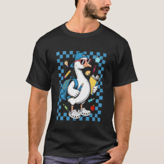 Dwaas Ganzen Rug Aan Rug Ganzen Geruite Jongen En T-shirt