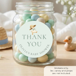 Dwaas Ganzen Salie Bedankt Baby Shower Ronde Sticker