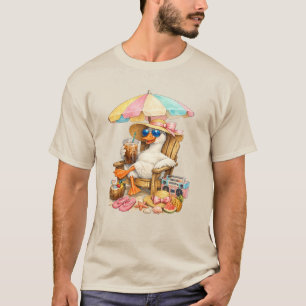 Dwaas Ganzen Zomer Vakantie IJskoude Koffie Strand T-shirt