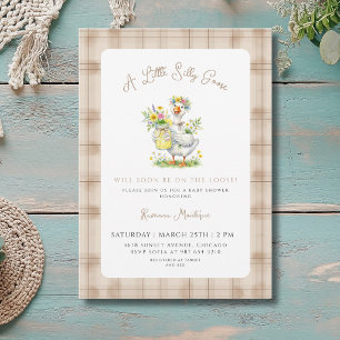 Dwaas Ganzenbloem Bruine Gingham Baby Shower Kaart