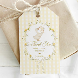 Dwaas Ganzengingham Kinderen Verjaardag Lente Beda Cadeaulabel