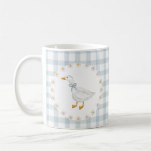 Dwaas ganzenkotercore blauwe geruite babyshower koffiemok