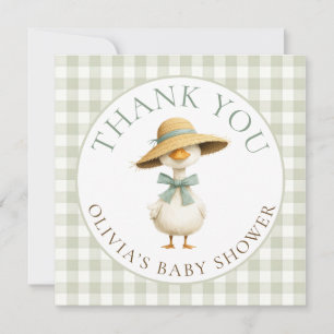 Dwaas Ganzensage Gingham Bedankt Baby Shower Kaart
