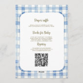 Dwaas Ganzje Blauwe Bloemen QR Code Baby Borrel Kaart (Achterkant)