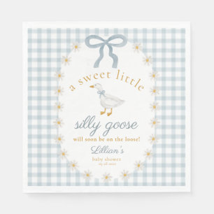 Dwaas Ganzje Daisy Blauwe Strik Gingham Baby Showe Servet