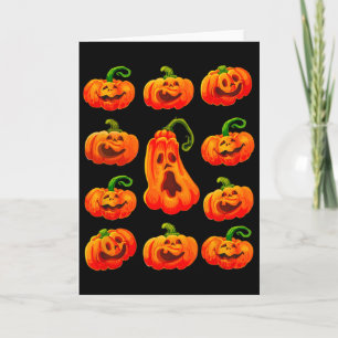 Dwaas Grappige Halloween Pompoen Gezichten Spooky  Kaart