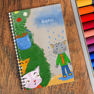 Dwaas Kat Gepersonaliseerde Spiraal Notebook Notitieboek