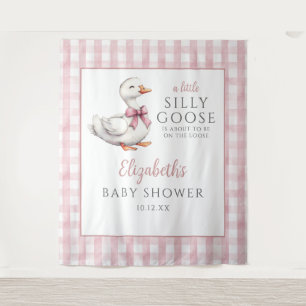 Dwaas Klein Gans Roze Baby Shower Foto Achtergrond Wandkleed
