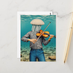 Dwaas kwal persoon die muziek maakt briefkaart