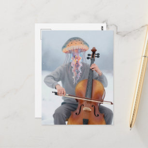 Dwaas kwalman die muziek maakt briefkaart