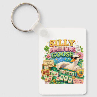 Dwaas Mahjong Gans Schattig Vogeltje Sleutelhanger