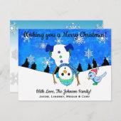 Dwaas Ondersteboven Sneeuwman Spelen in Sneeuw Ker Feestdagenkaart (Voorkant / Achterkant)