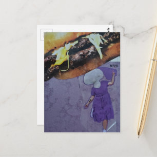 Dwaas Paarse Cheeseburger Paddenstoel Dames Collag Briefkaart