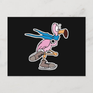 dwaas roze flamingo kunstschaatsen briefkaart