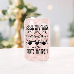 Dwaasheden Gebeuren Funny Bird Citat Geschenken Blikvorm Glas