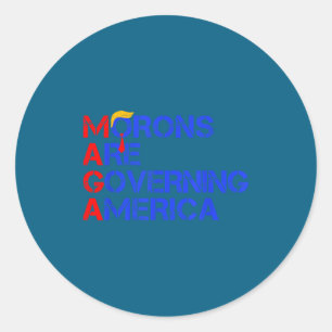 Dwaasheid regeert Amerika Grappig Trump 2024  Ronde Sticker