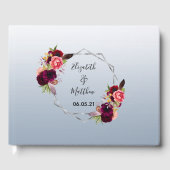 Dwangblauwe zilverkleurige flora gastenboek (Voorkant)