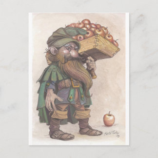 Dwarf carrying apples briefkaart