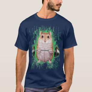 Dwarf Hamster Weightlift in Cyber Fitness Gym T-shirt