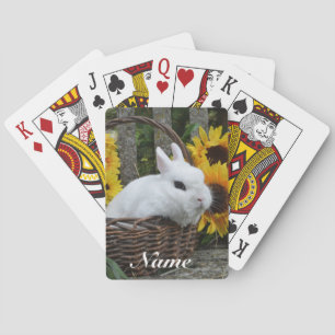 Dwarf Hotot Bunny Rabbit met zonnebloemen Pokerkaarten