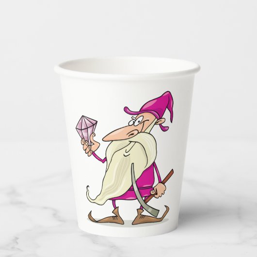 Dwarf met diamant papieren bekers (Voorkant)