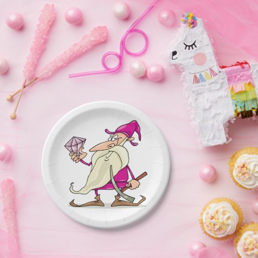 Dwarf met diamant papieren bordje (Feest)