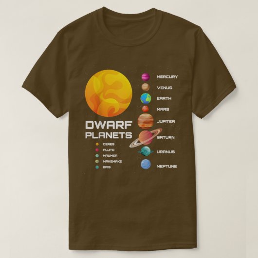 Dwarf Planeten Zonnestelsel Dwarf Planets Space As T-shirt (Design voorkant)