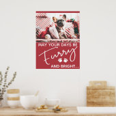 Dwars kerstrood met foto's en witte poten poster (Keuken)