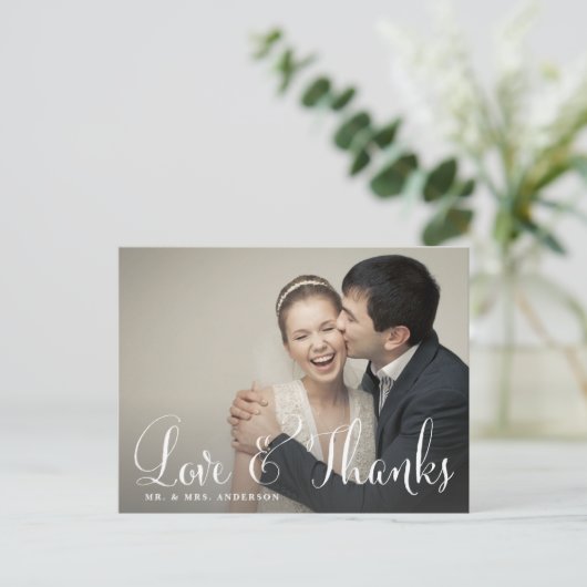 Dwars Whimsical Script Weddenschap Hartelijk dank  Briefkaart (Staand voorkant)