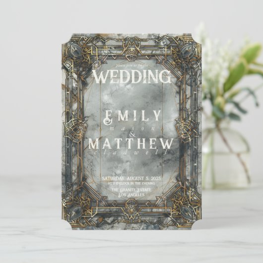 Dwarven Splendor Fantasy bruiloft uitnodiging (Staand voorkant)