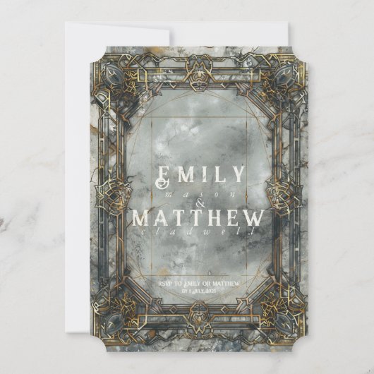 Dwarven Splendor Fantasy bruiloft uitnodiging (Achterkant)