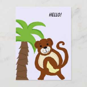 Dwaze aap met palmboom briefkaart