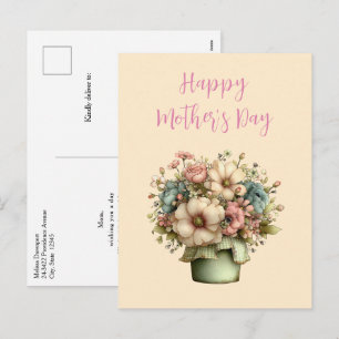 Dwaze Bloemen in een Pot Moederdag Feestdagenkaart