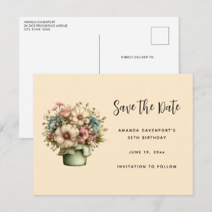 Dwaze Bloemen in een Potplant Cute Aankondigingskaart