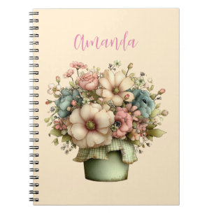 Dwaze Bloemen in een Potplant Cute Notitieboek