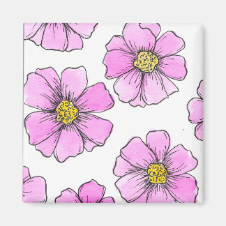 Dwaze en Roze Aquarel Bloemen Magneet