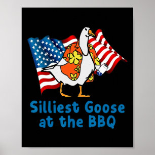 Dwaze gans bij het BBQ American Flag Animal Poster