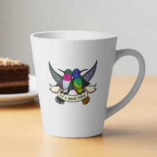 Dwaze Kolibrie Kunstwerk Voeg Je Tekst Lint Toe Latte Mok