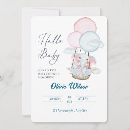 Dwaze Olifant Baby Shower Kaart –Unisex Ontwerp