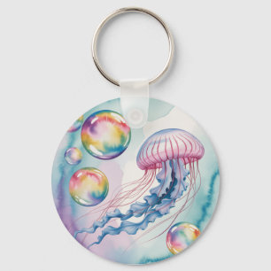 Dwaze Regenboogkwal Watercolorontwerp Sleutelhanger