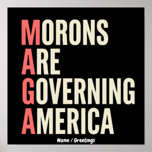 Dwazen Besturen Amerika Satirisch Grafisch Poster